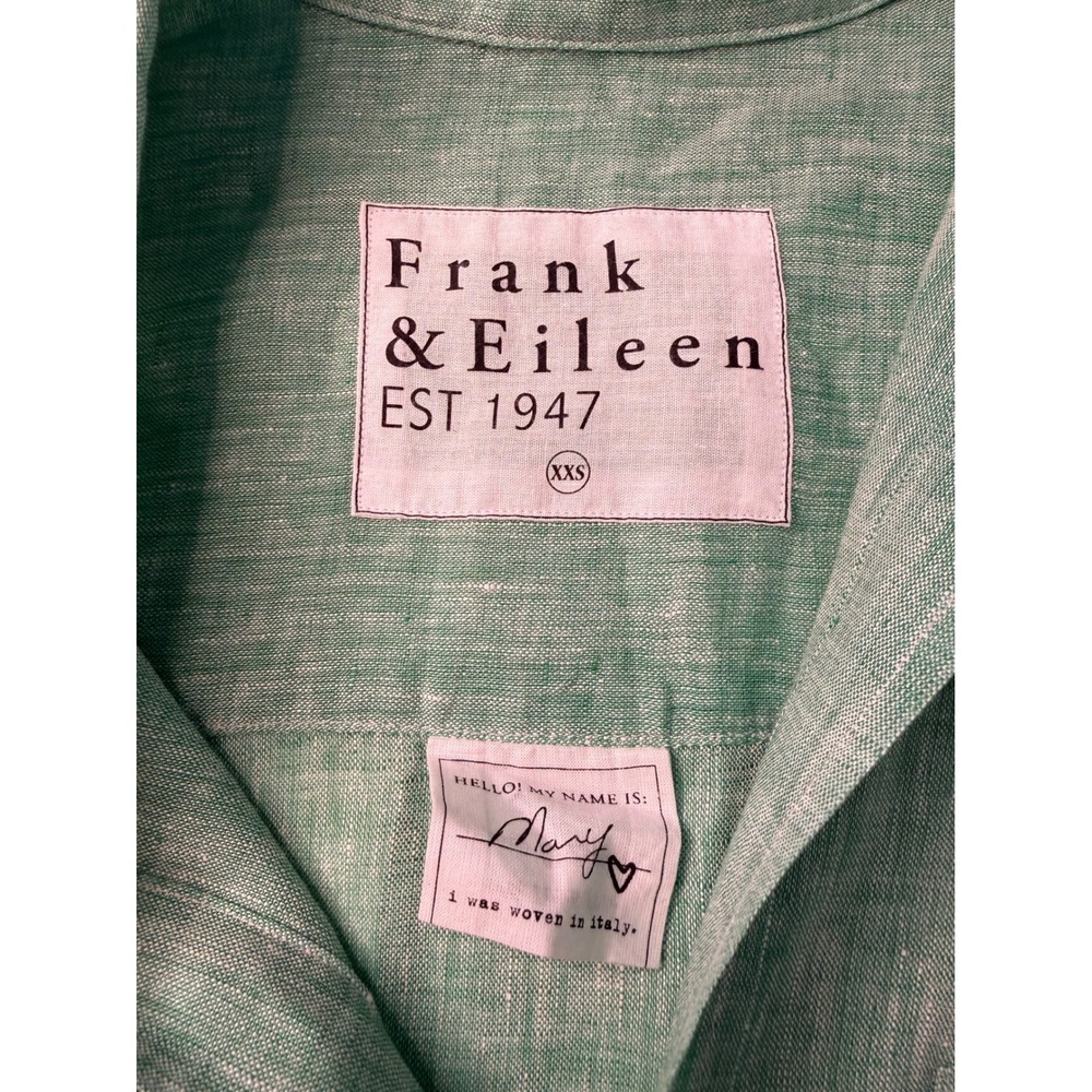 Frank & Eileen Mary Shirt Dress XXS Green 100% Linen Button Front Coastal NWOT - Picture 6 of 12